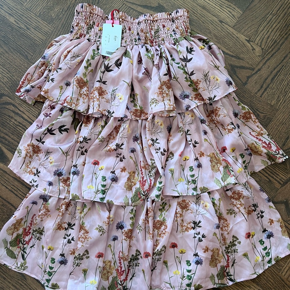Floral Tiered Skirt - Pink
